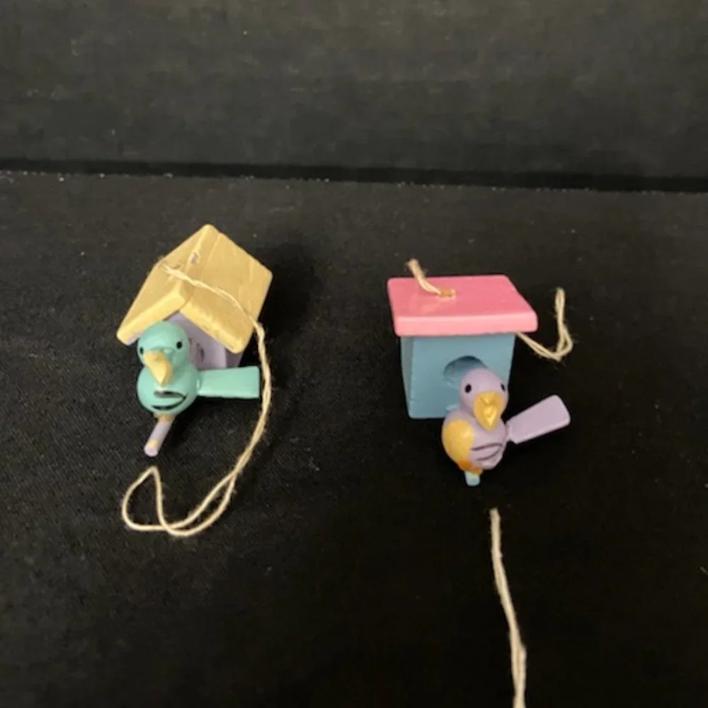 Vtg Mini Wood & Resin‎ Easter Tree Ornaments Hand Painted Lot of 12